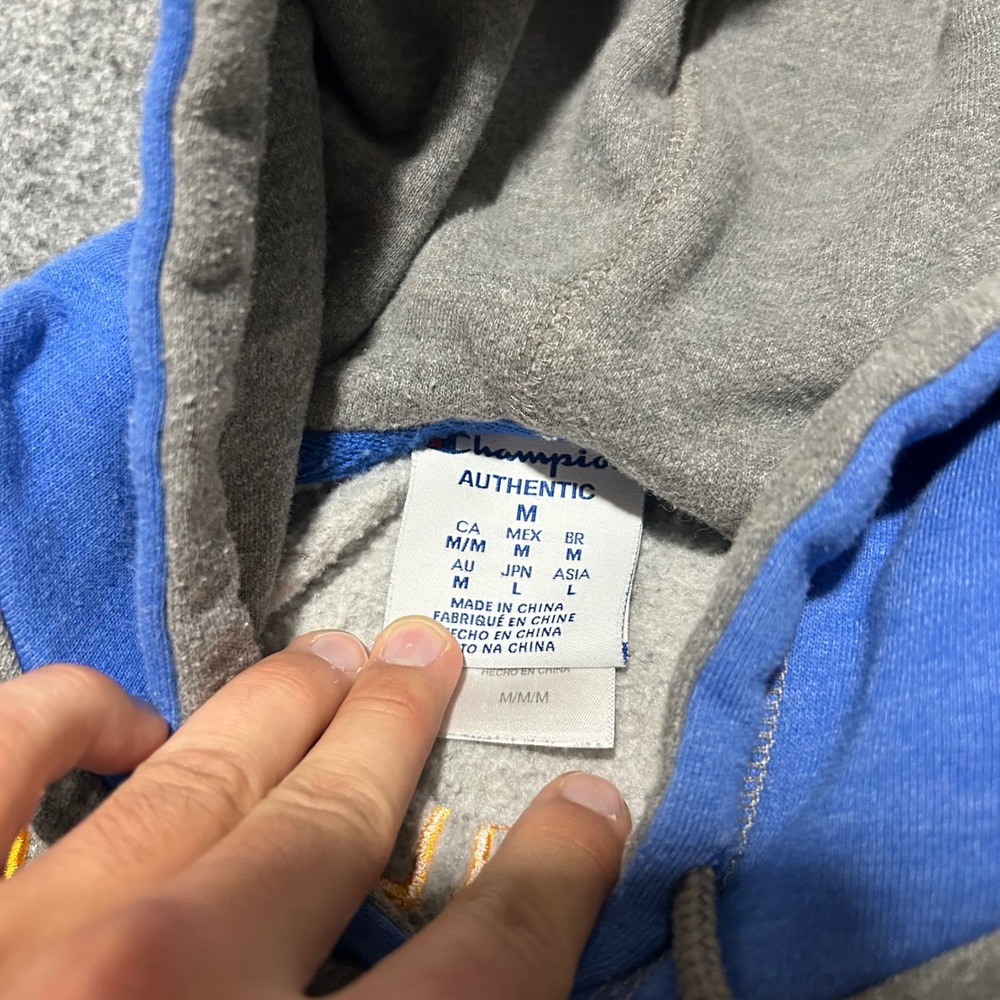 Champion UCLA Bruins Raglan Hoodie Grey Blue Collegiate Retro Size Medium - Picture 3 of 5